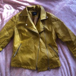 Mustard Leather Biker Jacket